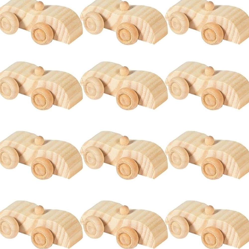 Natural Wooden Toy Cars Set of 12
